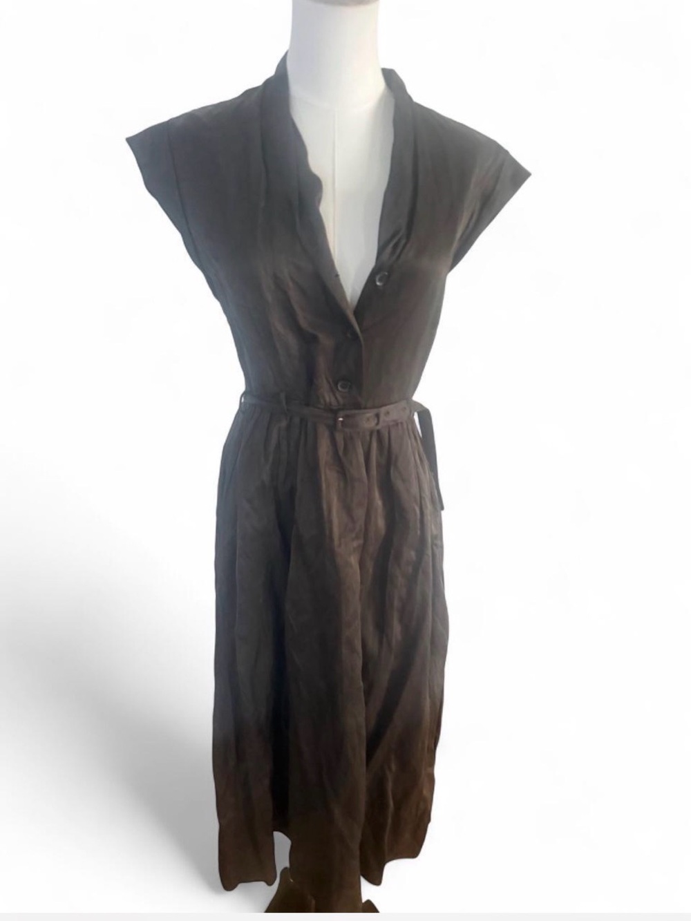 Women's Brown Belted Shirt Dress